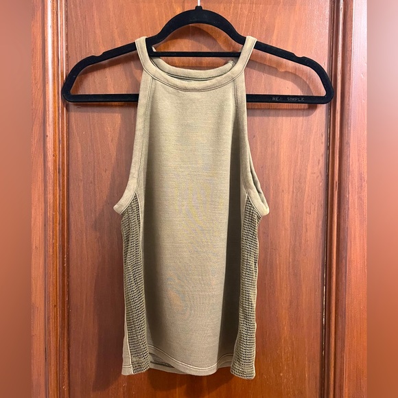 Hunter green halter top with mesh sides - Picture 3 of 3